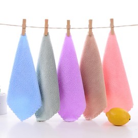 GSHLLO 10 Pcs 25 x 25cm Coral Fleece Baby Wash Cloth Soft Newborn Face Cloth Towels Infant Sensitive Skin Washcloths Absorbent Face Washing Cloths Square Facial Cleansing Cloths Makeup Remover Cloth