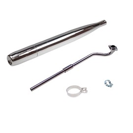 Exhaust 20 mm Flange Manifold Set Left Fits Hercules Prima M 2 3 4 5 S - Chrome Exhaust with P2 Flange Fits Sachs 505 Engine, 650 mm Length Including Mounting Clamps