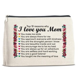 Mom Gifts, Mom Makeup Bag, Mom Gift From Daughter Son, Birthday Christmas Mother's Day Gifts for Mother, I Love You Mom Cosmetic Bag Makeup Pouch