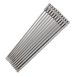 Saipe 11pcs 200mm Extra Long Torx Screwdriver Bit Set, Magnetic Torx Head Screwdriver Bits S2 Steel Star Screw Driver Drill Bits 1/4" Hex Shank Tamper Proof Security Torx Bit Set (T6-T40)