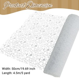 Luomorgo 1 Pack Jacquard Net Mesh Floral Wrapping Paper - 19.6 Inch x 5 Yards Openwork Design for Flower Bouquets, Gift Packaging & DIY Crafts, White
