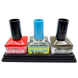 Jeff Did It! Square Bottle Glue Cement Holder Holds 3 Bottles Compatible with Mr Hobby Cement Setter Weathering and other Mr Hobby Square Bottles - Holder Only (Black)