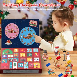 Advent Calendar 2024, Christmas Building Blocks Countdown Calendar for Boys Girls, 24 Days Christmas Scene Collectible Surprises, Xmas Gifts for Kids Adult