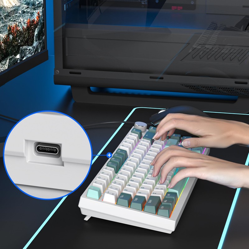 Owpkeenthy 75 Percent Gaming Keyboard Gasket Mounted, 82 Key Wired