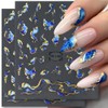 3D Bronzing Gold Marble Nail Art Stickers, 6pcs Blue Purple