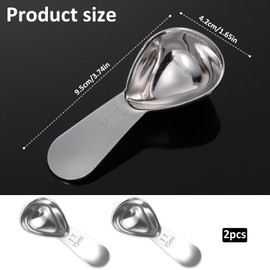 2 Pack Stainless Steel Small 1 Tbsp Coffee Spoons Coffee Measuring Spoon 1 Table Spoon 15ML Stainless Steel Coffee Scoops Short Handled Measure Scooper for Sugar Tea Protein Ground Coffees