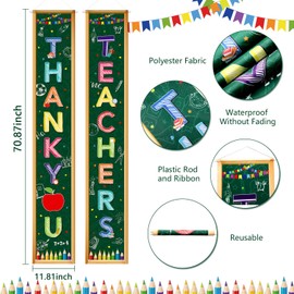 Tudomro Thank You Teachers Door Banner Teacher Appreciation Week Party Decorations Teachers Day Front Porch Sign Classroom Bulletin Board Wall Hanging Banner Party Supplies, 71 x 12 Inches