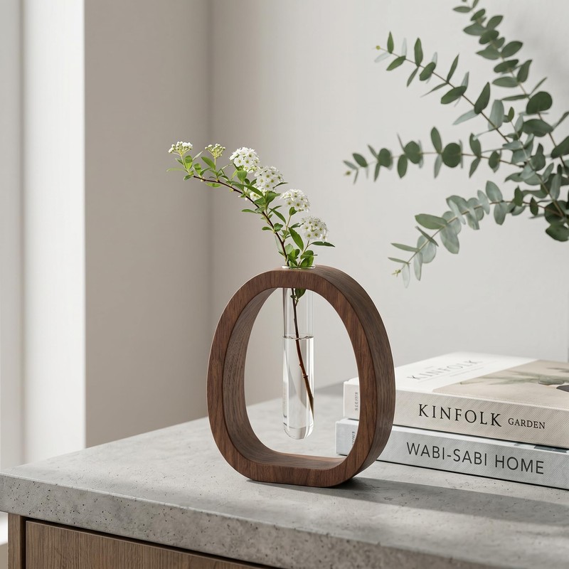 Wooden Frame Glass Test Tube Vase,Hydroponic Propagation Station