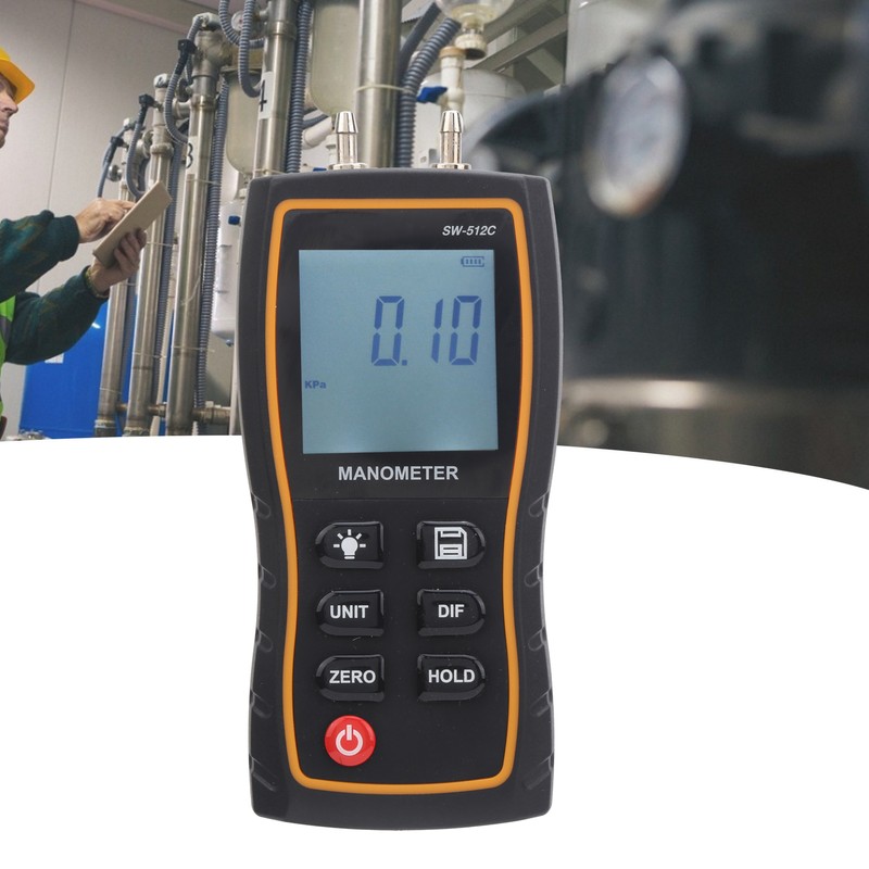 SW‑512C Digital Manometer HVAC Air Pressure Meter Gauge Differential Air
