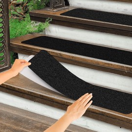 ToStair Non Slip Outdoor Stair Treads,6"x30"(12-Pack),Black Pre-Cut 80 Grit Anti Slip Grip Tape,Non Skid Heavy Duty Traction Adhesive Step Stripes for Staircase,Skateborad and Deck.