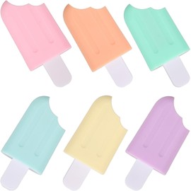 STOBAZA Set de 6 Marcadores Resaltadores Diseño de Helado, Tonos Pastel, Plástico Duradero para Marcar y Etiquetar Documentos en Oficina o Diario