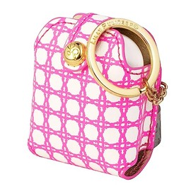 Lilly Pulitzer Leatherette AirPods Holder, Cute Keychain Case with Access to Charging Port, Havana Pink Caning