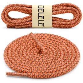DELELE 2 Pairs 4/25" Thick Round Reflective Shoe Laces Yellow Orange Safety Highlight Rope 55 inches