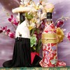 Kelendle 2Pcs Creative Japanese Kimono Bottle Cover with Hats Wine