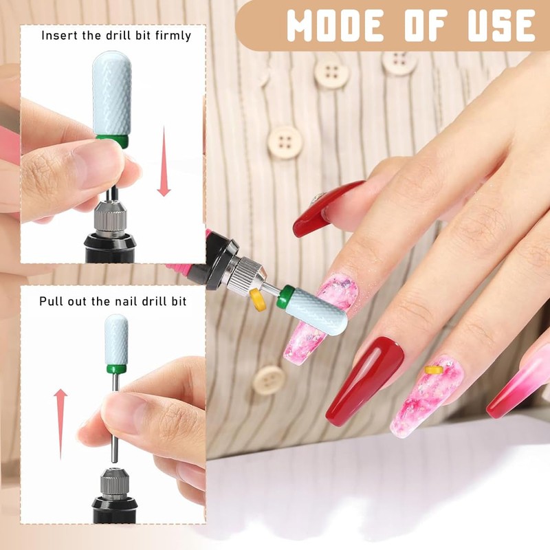 4-Piece Ceramic Nail Drill Set in Corn Shape Professional 3/32