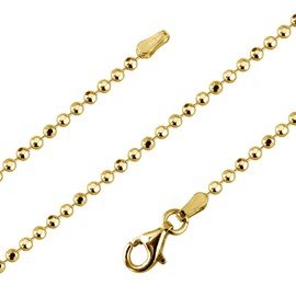 Avesano 101061-5 Gold-Plated Ball Chain 925 Silver (1.4 mm) Gold Women's Necklace Gold Chain without Pendant (42 cm to 90 cm), Gold-plated silver