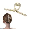 Ling & Bai Pearl Hair Claw Clips Gold Large Metal
