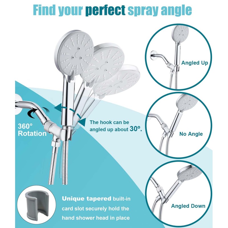 All Metal Handheld Shower Head Holders, 1/2" Shower Hose Holder