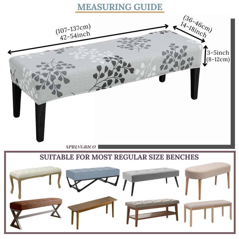 SPRINGRICO Stretch Dining Bench Cover, Removable Bench Slipcover Washable Bench