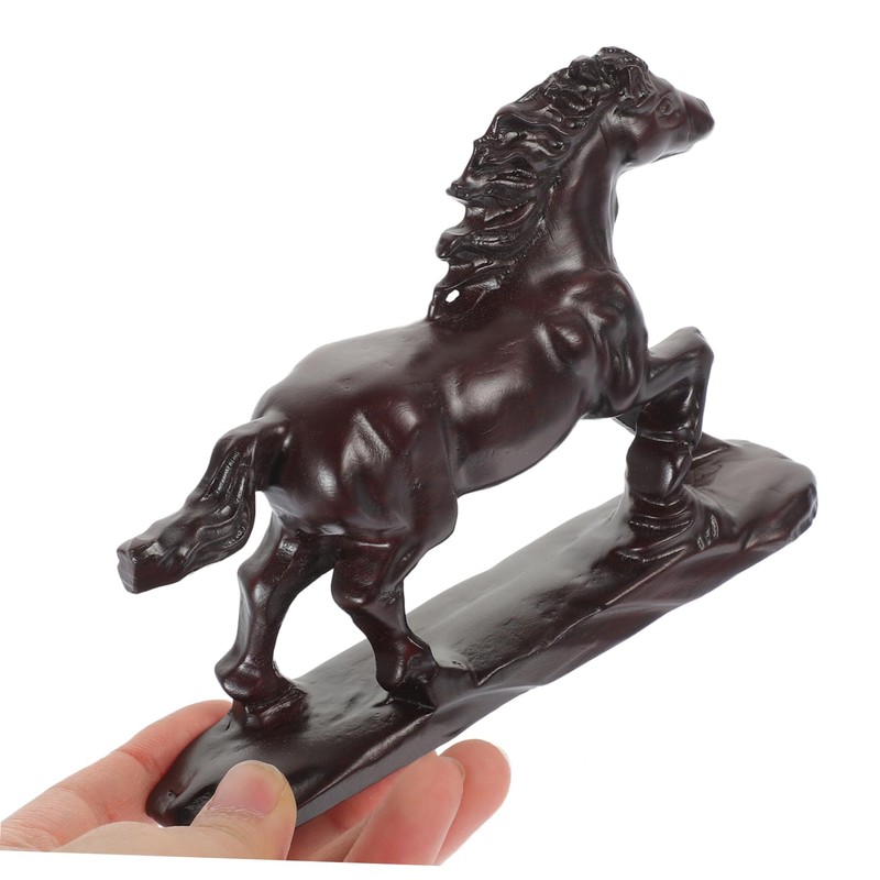 Alipis Wood Craft Horse Statue Horse Sculpture Ornament Simulation Animal