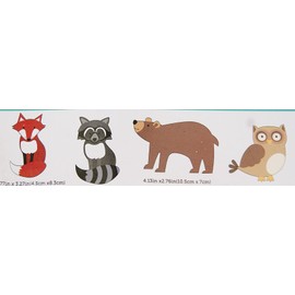 Craft Supply Woodland Animals Painted Wood Cutout Shapes - 4 Mini Pieces - Fox, Raccoon, Bear, Owl Multi