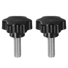 QUARKZMAN Pack of 2 Thumb Screws with Star Handle M12 x 40 mm x 46 mm Star Grip Screw Plastic Knob Stainless Steel 304 Threaded Bolts Clamping Screw Star Grip Nut Clamping Knob for Machine