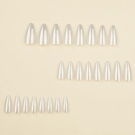 Vopintpy Chrome Press on Nails White Solid Color Fake Nails with Glue on Nails Long Almond False Acrylic Nails Mirror Full Cover Stick on Nails for Women DIY Salon Nail