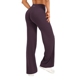 YEOREO Leggings dritti da donna, invisibili, a vita alta, senza cuciture, per yoga, yoga, senza cuciture, Viola Mirtillo Nero, XS