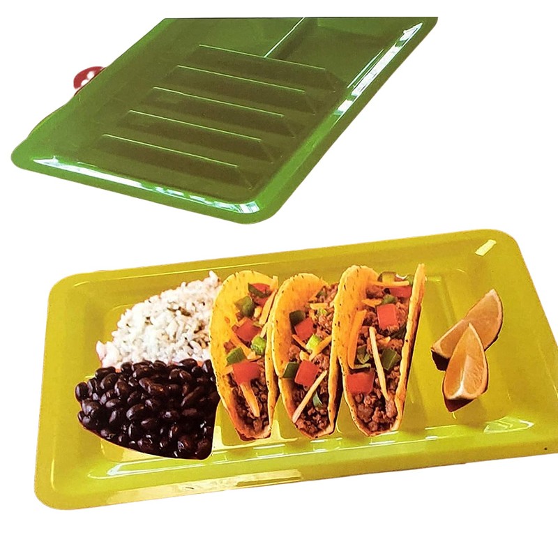 Juego de 3 soportes para taco y platos divisores de
