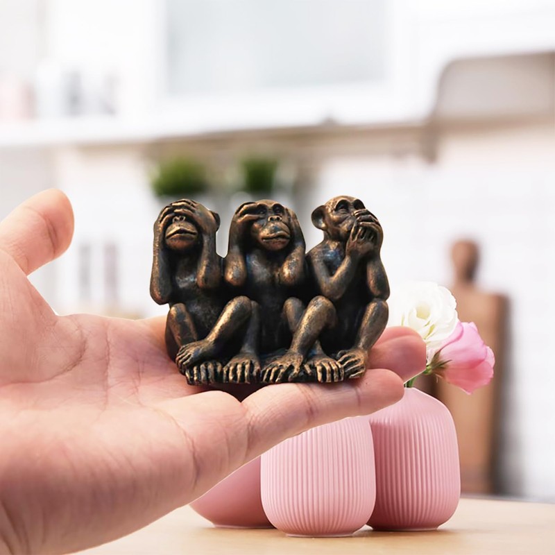 ENNAS Three Wise Monkeys Statue, See No Evil Hear No