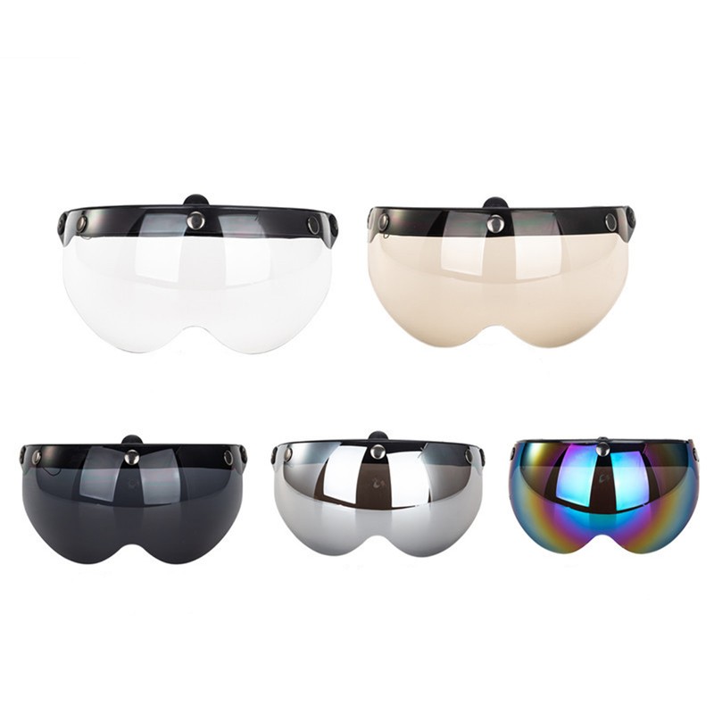 Universal 3 Snap Retro Helmet Visor Windproof Sun Shield Half