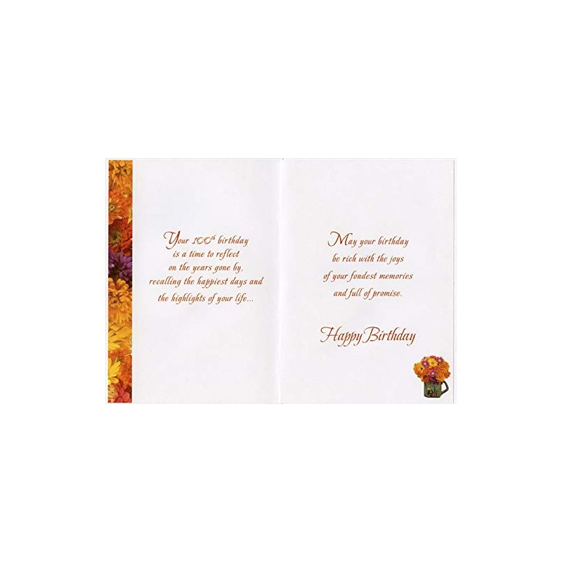 Designer Greetings Celebrating 100 Years Thin Foil Flower Age 100