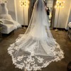 Wedding Veil Lace Flower Leaves 1 Tier Bridal Veils Cathedral