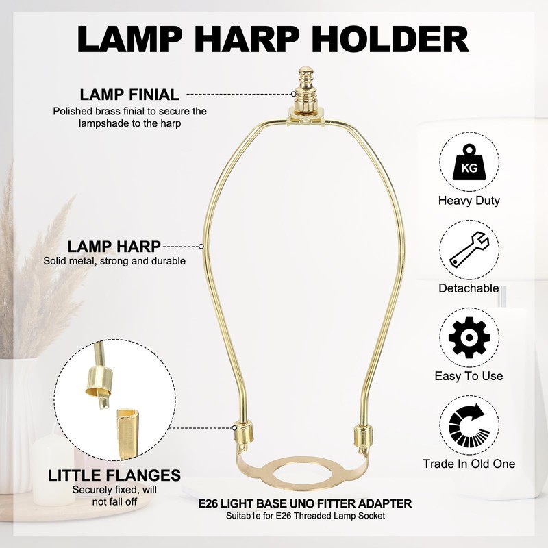 YOKIVE 9 Inch Lamp Harp, Detachable Lamp Shade Holder with