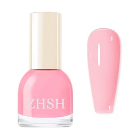 Jelly Pink Nail Varnish - Nude Pink Nail Polish - Translucent Pink No Need Cured Bright and Milky Color Home DIY Manicure Nail Salon Varnish