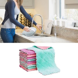Helhom 20Pcs Lint Kitchen Cleaning Cloth, Dish Towels Double Sided Water Absorption Microfiber Dish Cloths, Soft Skin Friendly for Kitchen Home Car Cleaning Microfiber Fabric 25x15 cm