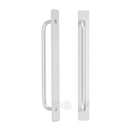 M METERXITY 2-Pack Self Stick Barn Door Handles, 9.61Inch/244mm Length Aluminium Alloy Gate Handle with Double Sided Tape for Bathroom/Wardrobe/Closet, Sliding Door Handle with Plate [Silver]