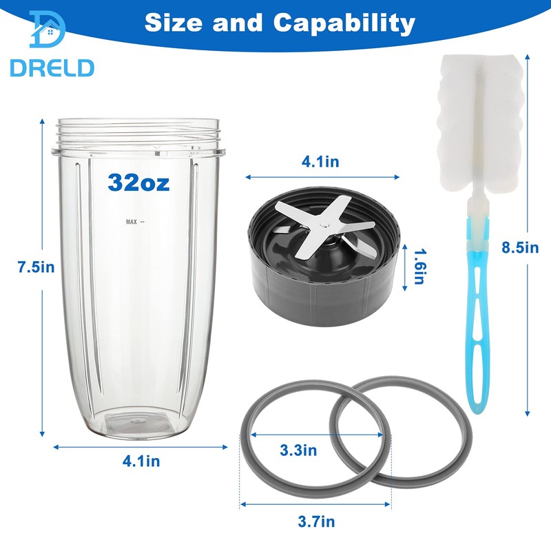 Replacement for Nutri Bullet Blender 32oz Cup and Extractor Blade