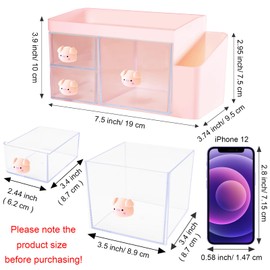 SAYEEC Desk Organizer with 3 Drawers and Pen Pencil holder, Multi-Functional Desktop Makeup Stationery Accessories Organizer, Desk Organization Storage Box Caddy for Office School Home Vanity Table