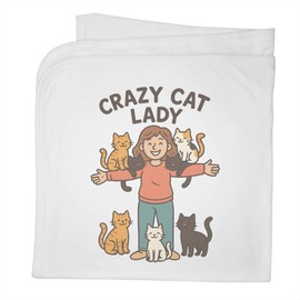 Azeeda 'Crazy Cat Lady Feline Friends' Cotton Baby Blanket/Shawl (BY00042639)