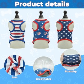 Vehomy 3Pack 4th of July Dog Vest American Flag Puppy Sleeveless Shirts Stars & Stripes Pattern Puppy Tank Top Independence Day Pet Clothes Patriotic T-Shirts for Small Medium Puppies Cats M