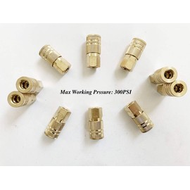 SANFU Acoplador industrial hembra de latón de 1/4 pulgadas, accesorios de manguera de aire, roscas hembra de 1/4 pulgadas, conector rápido, acoplador de aire con funda de almacenamiento, paquete de 10