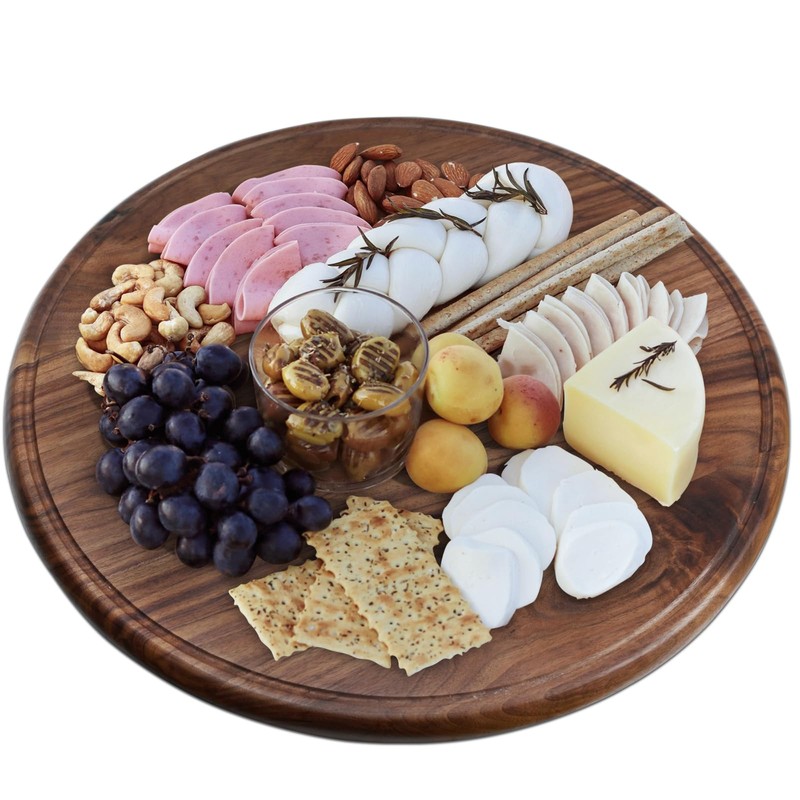 MAGIGO 18 Inches Round Walnut Wood Cutting Board for Kitchen,