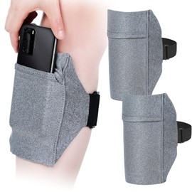 Jadive 2 Packs Cell Phone Leg Straps Leg Phone Holder Arm Smartphone Band Non Slip Ankle Wallet Calf Straps Adjustable Arm Pouch for Women Men Running Hiking Equestrian Motorcycle(Gray)