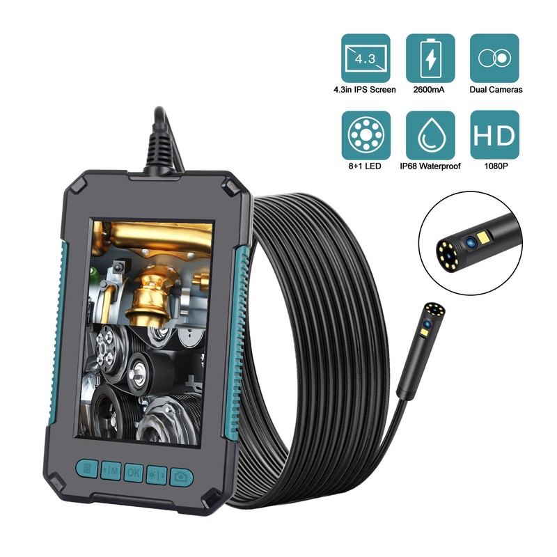 8mm Lens Digital Endoscope 4.3in IPS Screen Industrial Inspection Camera
