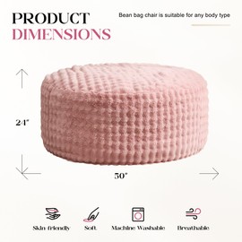 Hobestluk Bean Bag Chairs 5ft Beanbag Chair with Filler Adult Bean Bags with Fluffy & Machine Washable Cover, Giant Bean Bag Chairs for Aduts (Pink, 5FT-50" x 50" x 24")