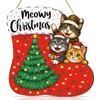 Meowy Christmas Wood Sign Merry Christmas Wall Hanging for Front
