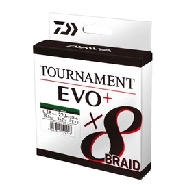 Daiwa Tournament x8 Braid EVO+ 0.26 mm, 19.8 kg/43.7 lbs, 135 m Dark Green, Braided Fishing Line, 12760-026