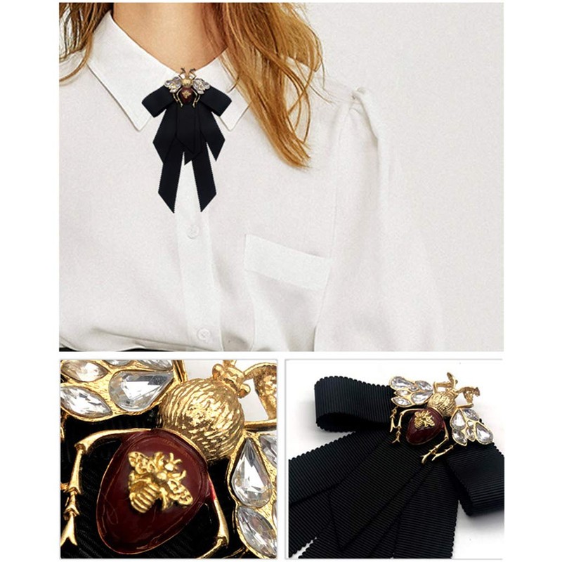 Lijun Vintage Band Women Big Bowtie Bee Bowknot Bow Tie