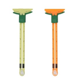 2 Pieces of 5-in-1 Sliding Gauge Measuring Sewing Ruler Tool for Sewing Quilting Crafts Marking Button Holes (Orange+Yellow, One Size)
